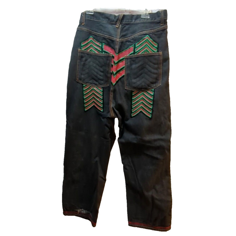 Prohibit Black Jeans Men FLAWs READ red green  34x27 ‎ button fly
